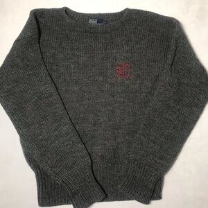 Vintage Polo by Ralph Lauren Gray Crewneck Sweater with Scribble logo